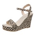 thumbnail image 2 of Sandalias para mujer Casual Punta abierta Estampado de leopardo Sandalias de cuña Verano Playa Cremallera Zapatos de plataforma romana Wmkox8yii  nm8848, 2 of 9