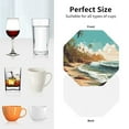 thumbnail image 6 of Disketp Coastal Palm Beach Funny Coasters,4 Pcs Leather Coasters with Holder, Perfect Housewarming Hostess Gifts,Protect Furniture from Water Marks Scratch and Damage-Octagon, 6 of 6