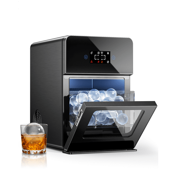 Ecozy Chillio Clear Ice Ball Maker, Automatic Water Supply, 4 Pcs in 40 Mins, 144 Pcs/24H, Shpere Ice Maker for Whiskey & Bourbon