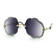 thumbnail image 4 of Womens Bling Rhinestone Jewel Rimless Cloud Shape Luxury Sunglasses Gold - Smoke, 4 of 8