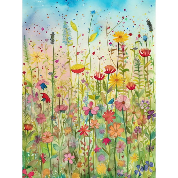 Summer Wild Flower Blossom Meadow Folk Art Unframed Wall Art Print Poster Home Decor Premium