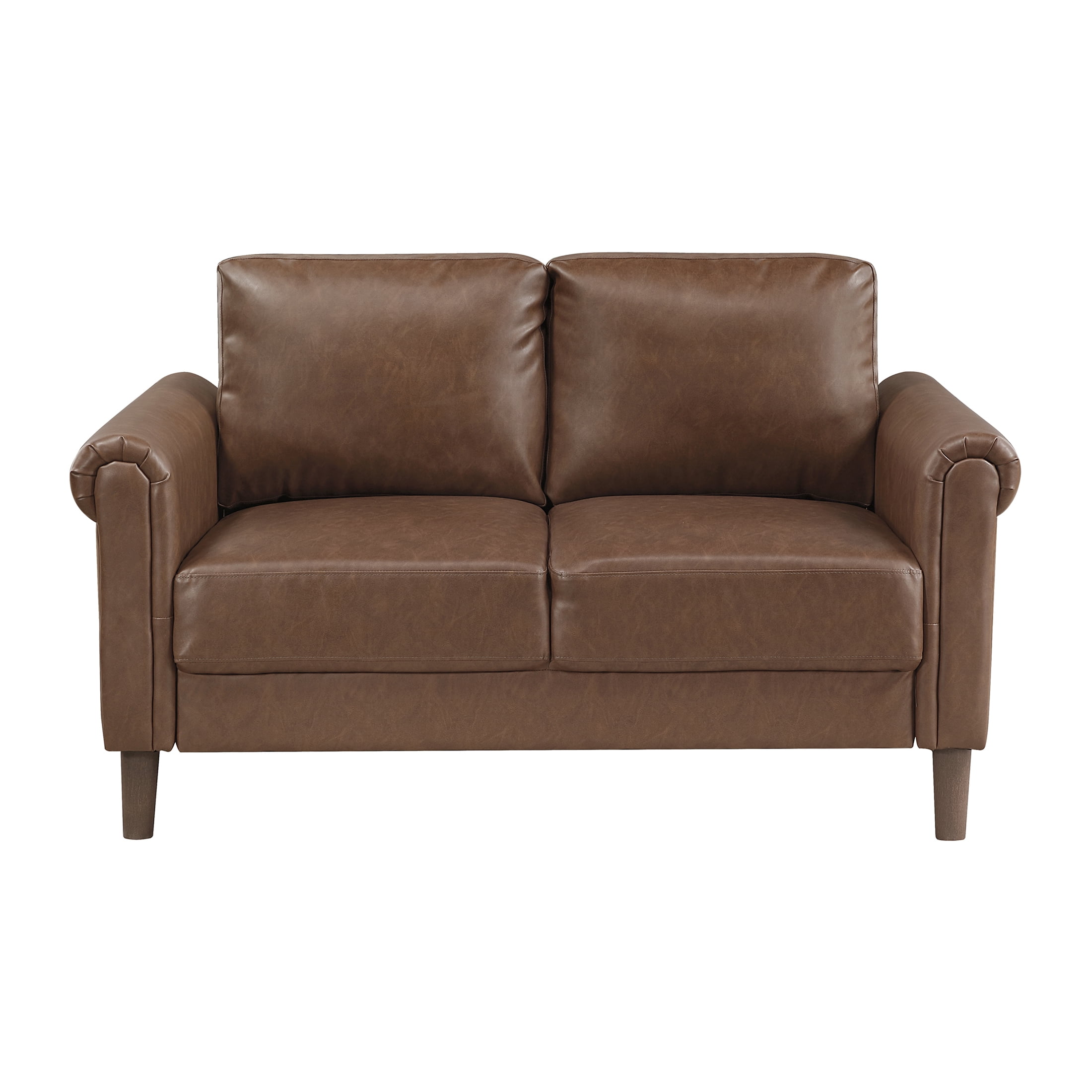 OakvillePark Marlinth Faux Leather Loveseat, Chocolate