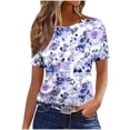 thumbnail image 2 of Dolkfu Oversized Tshirts for Women Crew Neck Purple Short Sleeve Tops Floral Stylish T-Shirts Women'S Summer Tops, 2 of 5