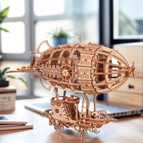Music Park 3D Wooden Puzzle Airship Model Kit - Adult Brain Teaser Building Set, Handcrafted Mechanical DIY Craft for Home Decor & Gift