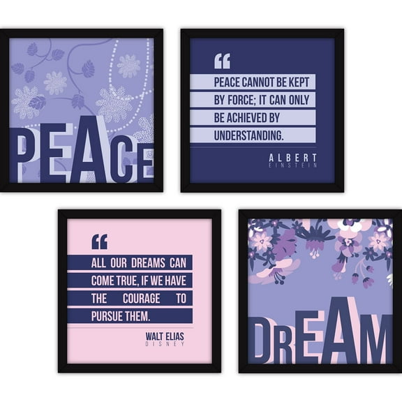 Office Quotes Canvas Unframed Wall Paintings for Motivation with Glass (13x13 inches Large,Multicolour) - Set of 4
