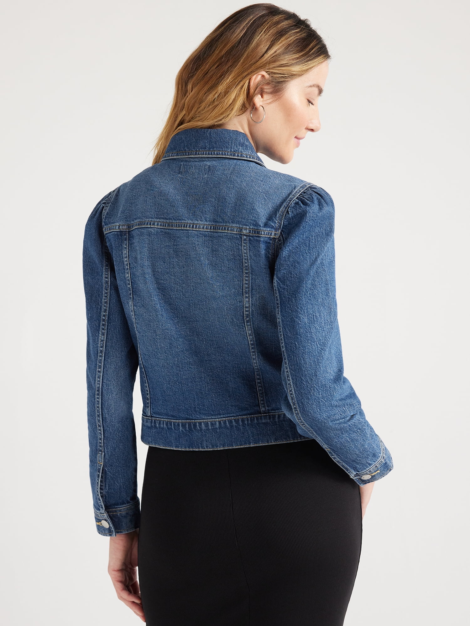 Free Assembly Women's Puff Sleeve Denim Jacket, Sizes XS-XXL