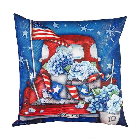 Evergreen Patriotic Truck Interchangeable Pillow Cover