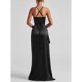 thumbnail image 5 of Women's Slit Crisscross Back Maxi Cami Dress with Lace Up Detail 92% Polyester 8% Elastane Lightweight Evening Wear, 5 of 13