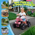 thumbnail image 5 of Track Seven 12V Electric Ride-On ATV, Dinosaur Four Wheeler Electric Car with Bluetooth & Microphone, LED Lights, Music, Electric Quad Ride-On Toy Car for Toddlers Boys Girls Age 2+, Pink, 5 of 6