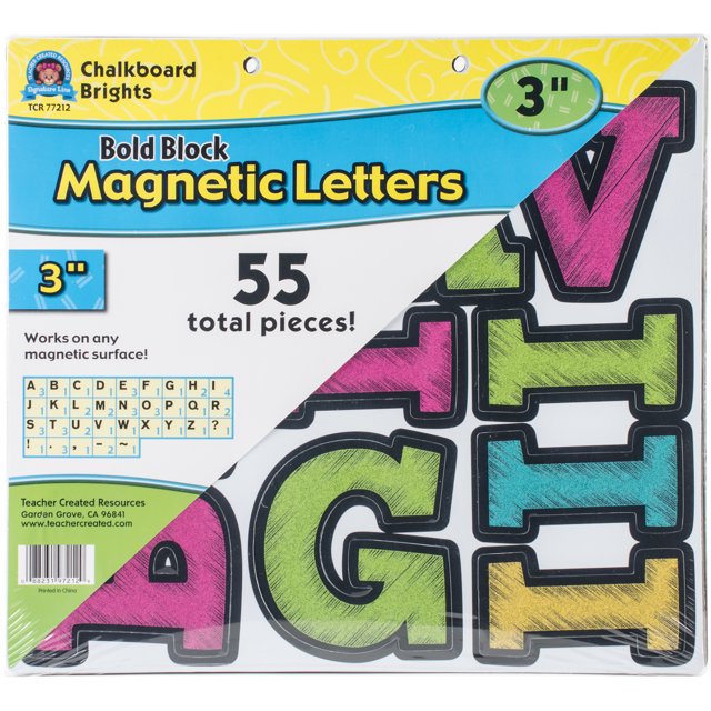Teacher Created Resources Magnetic Alphabet-3" Bold Block, Chalkboard Brights