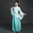 thumbnail image 2 of JAJAHO Girls Hanfu Dresses Floral Flared Long Sleeve Tie Waist Maxi Dress For Kids 2-16 Years Dress Up Performance Wear Trendy Dresses, 2 of 5