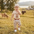 thumbnail image 5 of CAUYDY Preemie Clothes Fall Newborn Boys Outfits Romper + Pants + Hat 3 Pieces Layette Set Gift for Baby 0 3 6 9 12 18 Months (Sizes 6-12 Months,Beige), 5 of 9