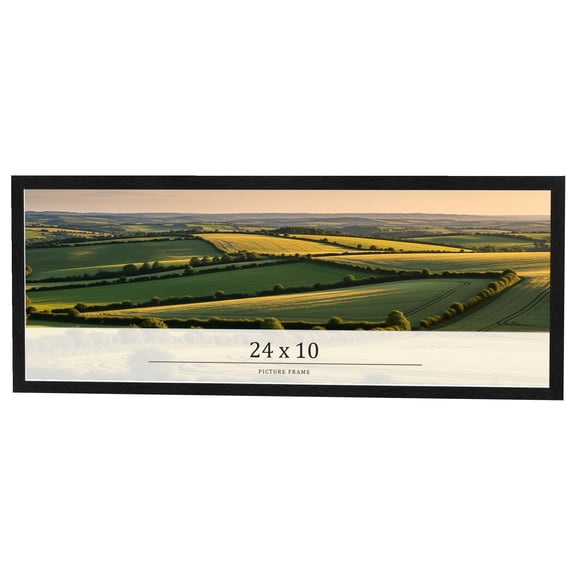 24x10 Frame Black Charcoal Grey Wood Textured Picture Frame | 0.75 Inch Moulding Width | Gunmetal