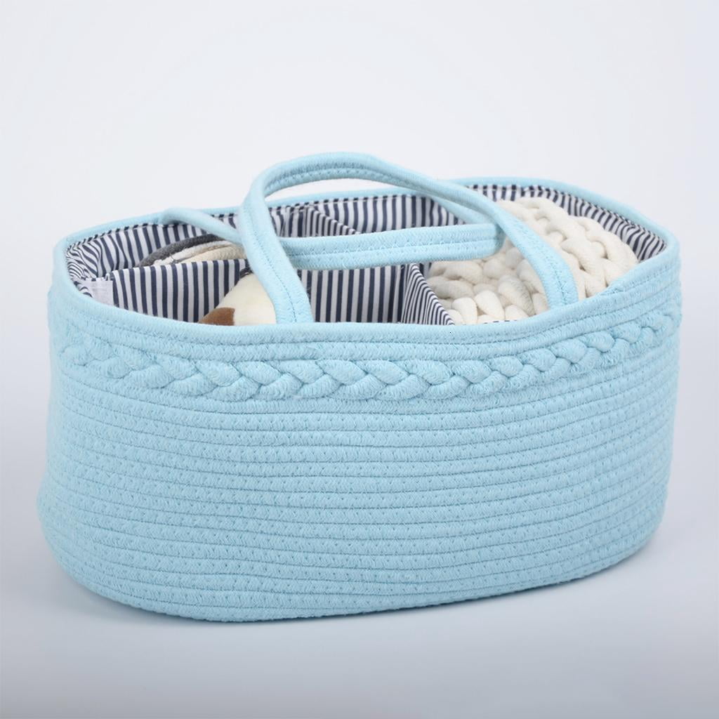 Osdhezcn Baby Diaper Caddy Organizer Portable Cotton Rope Mummy Carriage Nursery Storage Basket Bag Handbag for Changing Table Car Baby Shower Gift