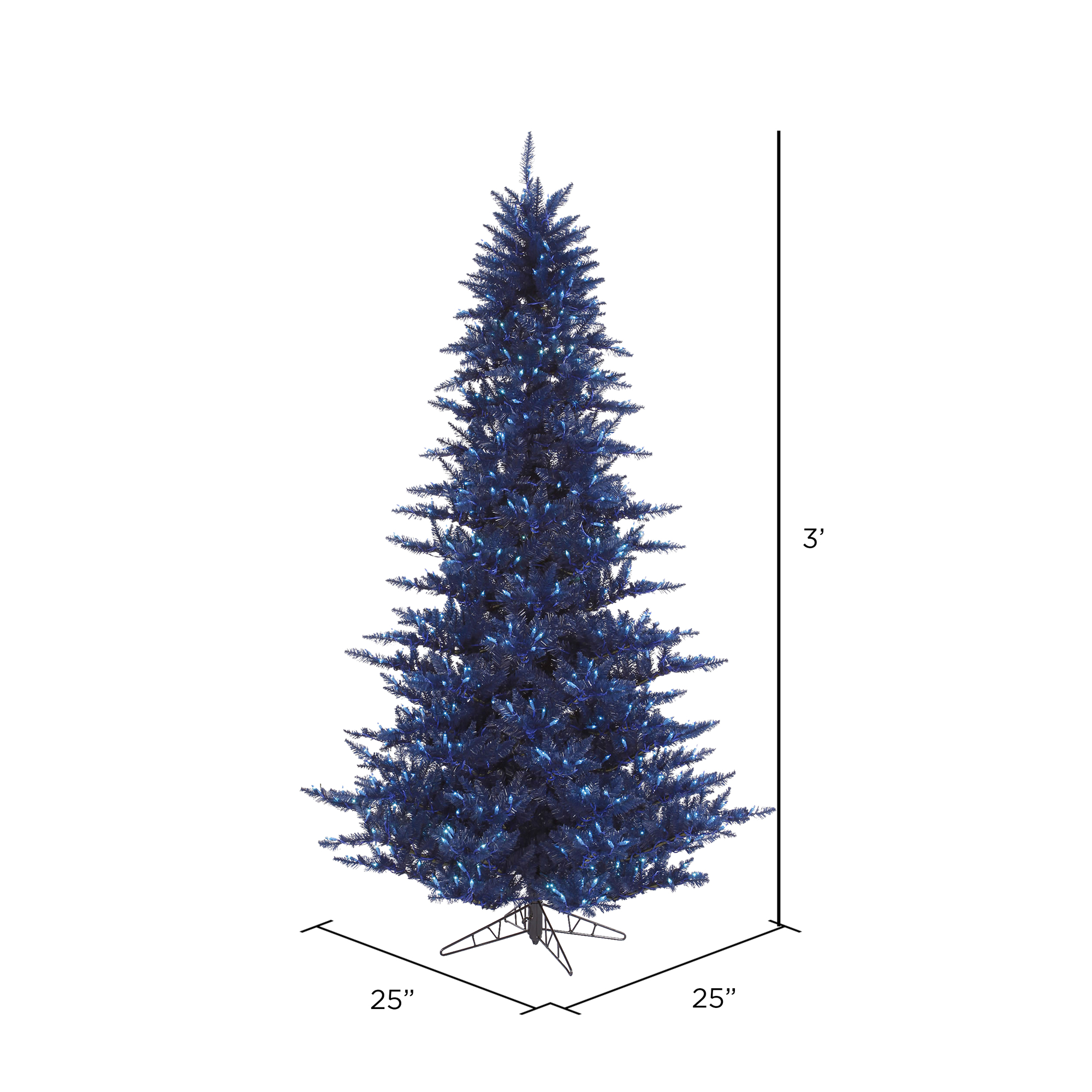 Vickerman 3' Navy Blue Fir Artificial Christmas Tree, Blue Dura-lit Incandescent Lights