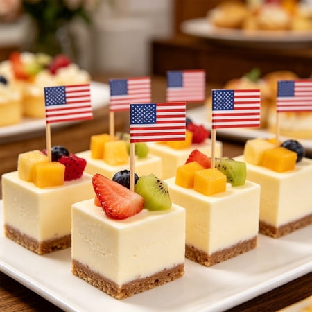 HCBY Patriotic Toothpick Flags 100pcs American Flag Food Picks Food-Safe Paper Cocktail Garnish Independence Day Party Favors for Desserts
