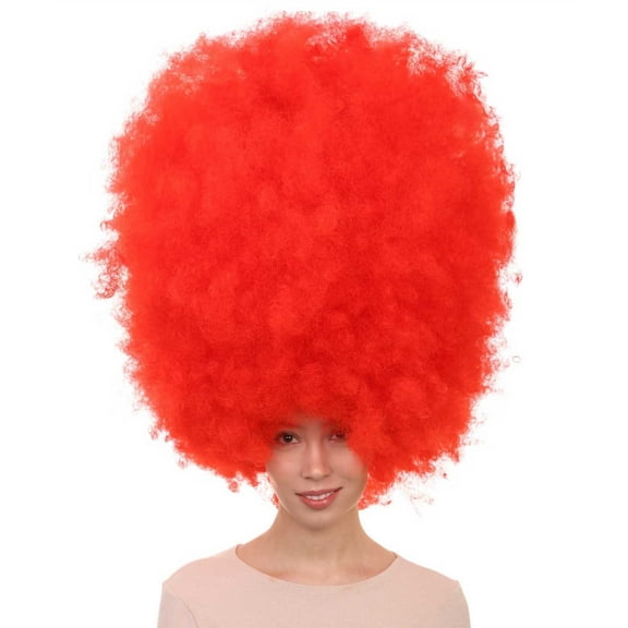 HPO | Adult Women's Super Size Jumbo Halloween Wig | Red| Breathable Capless Cap