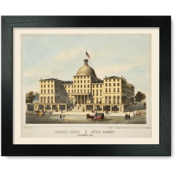 Framed Print: Burnet House ; Hotel Burnet, Cincinnati, Ohio, circa 1850