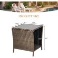 thumbnail image 3 of JSUN7 Patio Wicker Bistro Table Rattan Square Outdoor Furniture Woven Desk Side with Black Glass Top, Dark Blonde, 3 of 9