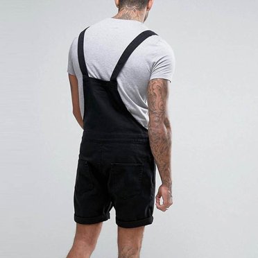 Karlywindow Men's Denim Bib Overall Shorts - Loose Fit Shortalls, Above Knee, 95% Cotton, Summer Rompers