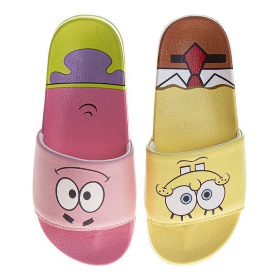 Spongebob Squarepants Little Kids Dual Sizes Slides., Yellow Pink, Size: 11-12