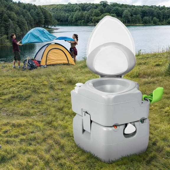 ModFusion Portable RV Toilet with 5.8 Gal Sewage Tank & 3.2 Gal Freshwater Tank, Rotatable Spout, Ergonomic Design for Camping