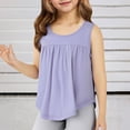 thumbnail image 2 of Girls Solid Ruffled Hem Tank Tops Kids Crew Neck Sleeveless Tops 4-14Y Casual Tees, 2 of 6