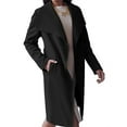 thumbnail image 3 of Women's Lapel Pea Trench Coat Long Jacket Open Front Belted Overcoat with Belt, 3 of 4