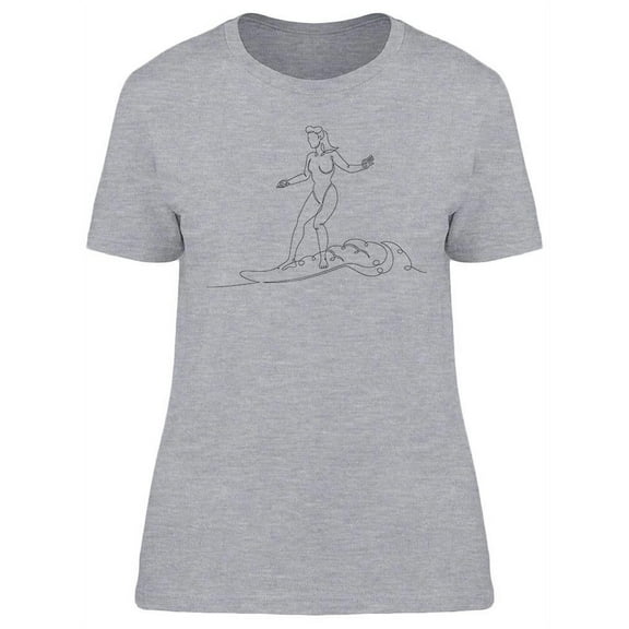 Single Line Surfing Girl T-Shirt Women -Image by Shutterstock, Female x-Large