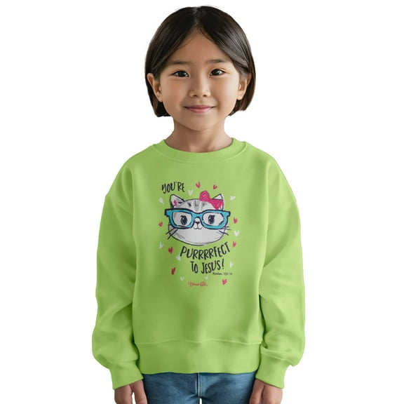 Blessed Girl Kids Sweatshirt You’re Purrrrfect, Lime, XS