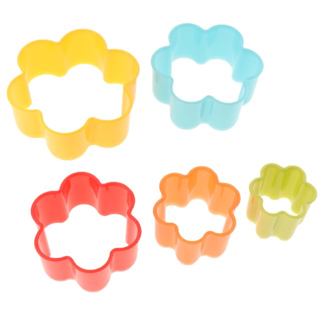 Juego de cortadores de de 5 uds, cortadores de de plástico, cortador de formas de frutas y verduras para tartas y fondant de sándwic Flor Baoblaze Molde de cortador de galletas