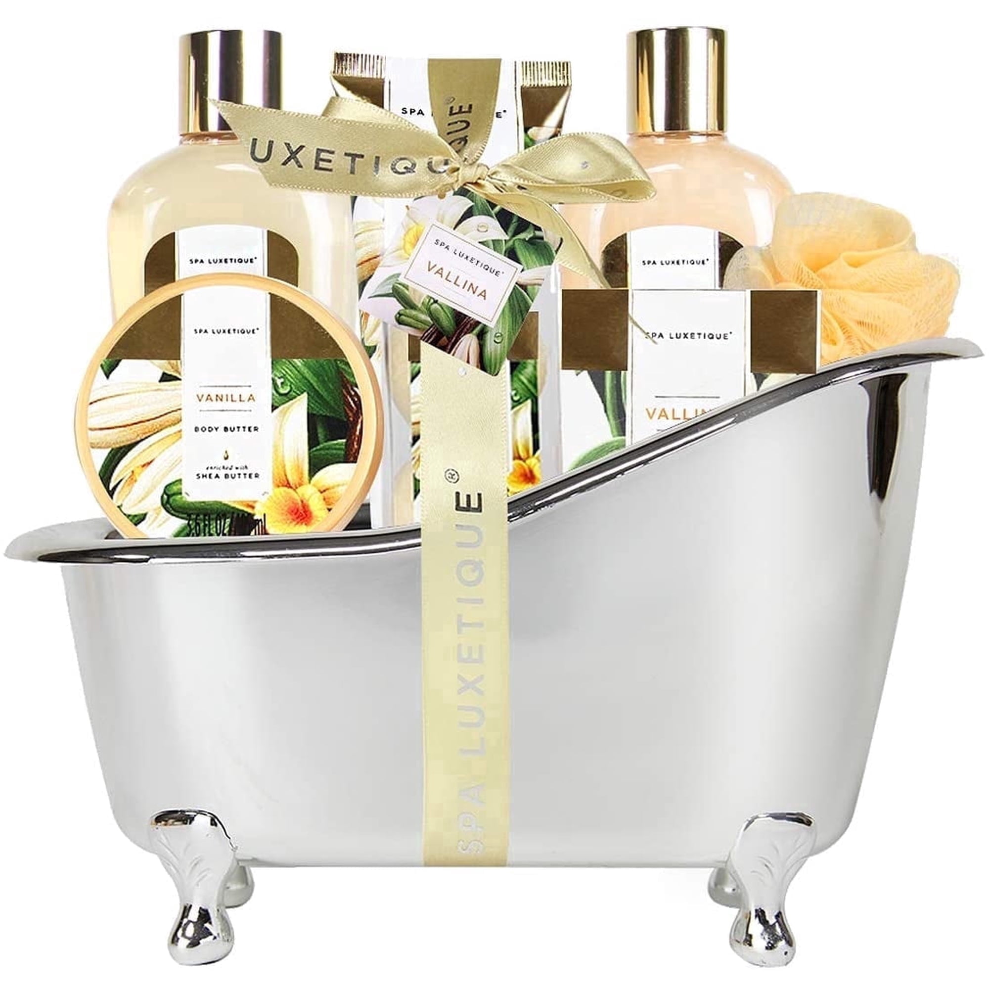 Spa Luxetique Gift Baskets for Women, 9 Pcs Vanilla Bath and Body Sets, Beauty Birthday Gift for Her Mom