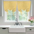 thumbnail image 5 of Yellow Linen Texture Tie Up Curtains for Kitchen Windows,Adjustable Rod Pocket Valance 45 Inch Short, Modern Minimalist Art Window Treatment Balloon Roman Blind Shade, 42" x 45", 5 of 9