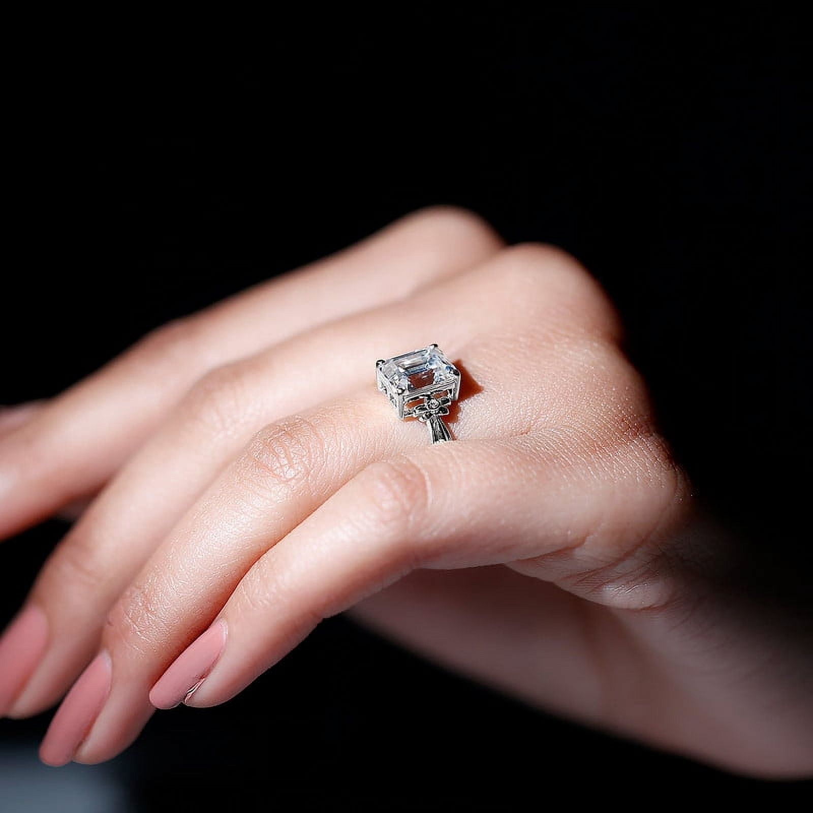 Spot Jewel 2.2 Ct Emerald Cut Diamond Rings - 14K White Gold Plated Rings - Sterling Silver Jewelry Clearance - Natural Diamond Latest Engagement Rings for Women - Proposal Rings