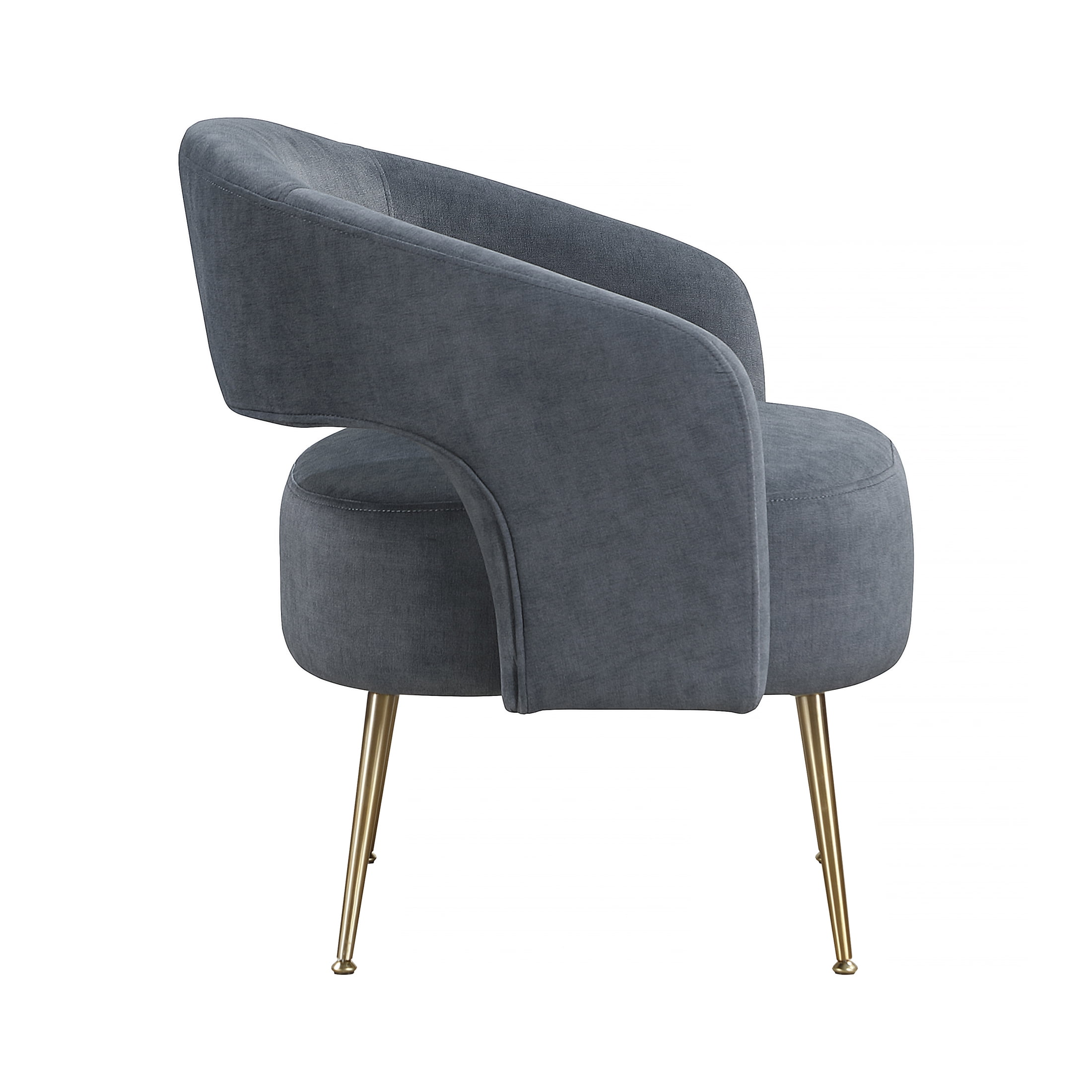 OakvillePark Arcluna Velvet Accent Chair with Metal Legs, Dark Gray