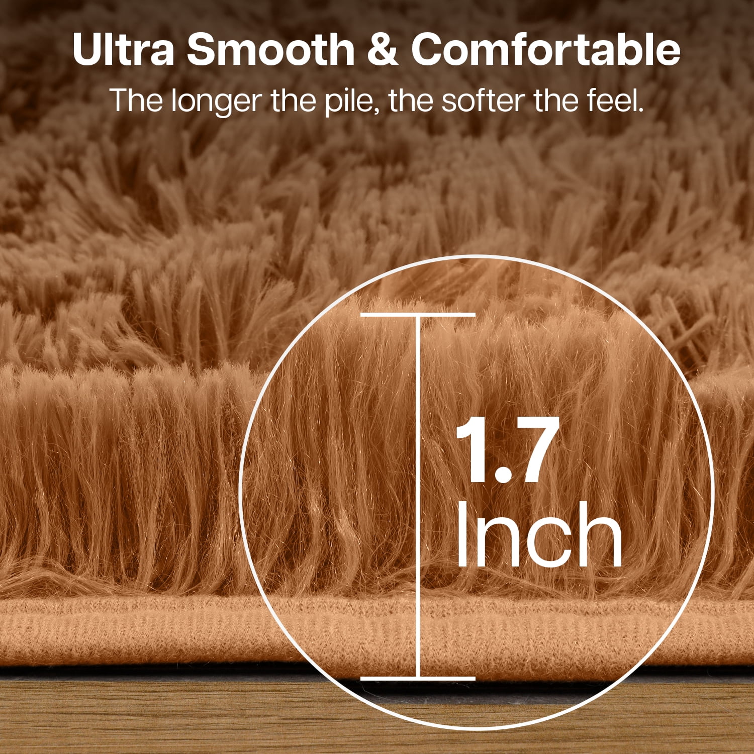 Moonlight20015 Area Rug 4x4ft non-slip Soft Fluffy Shaggy for Living Room Bedroom Décor Beige