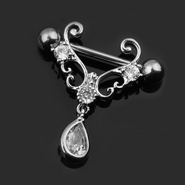 Fashion Sexy Nipple Ring Rhinestone Dangle Chain Body Piercing