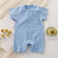 thumbnail image 2 of BOBOGOJP Unisex Baby Cotton Romper Boys Short Sleeve One-Piece Jumpsuit Girls Snap-up Bodysuits Summer Clothes Outfits 3-18M(Light Blue, 6-9 Months), 2 of 9