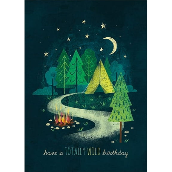 RSVP Camping Under Moon and Stars Masculine Birthday Card for Him : Man : Men