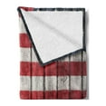 thumbnail image 2 of USA Soft Flannel Fleece Throw Blanket, Fourth of July Independence Day National Democracy Artwork Rough Wood Print, Cozy Plush for Indoor and Outdoor Use, 70" x 90", Dark Blue White Red, by Ambesonne, 2 of 5