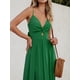 thumbnail image 5 of Vestido largo CUPSHE con cuello en V retorcido, sin mangas, rayón verde, 5 of 6