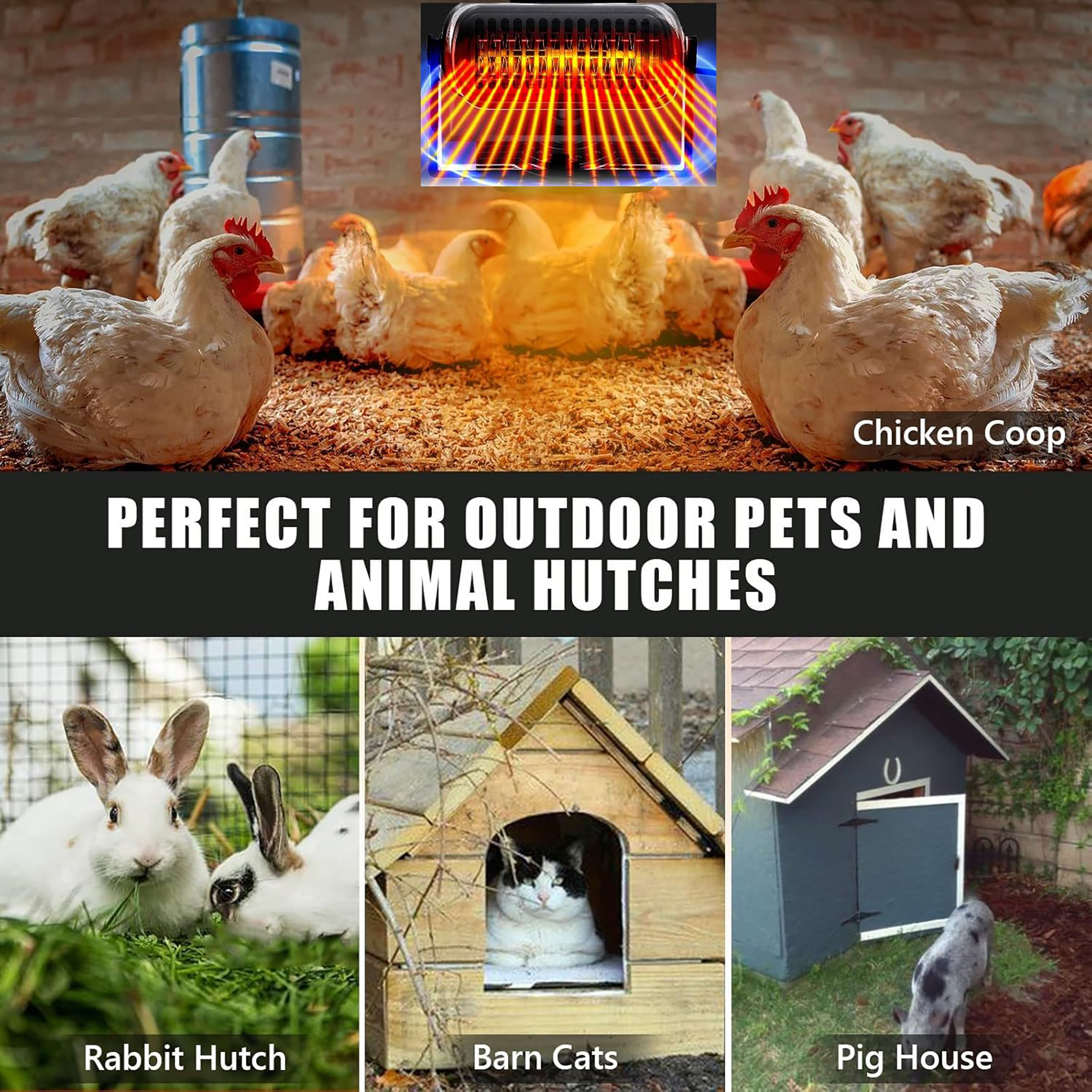 Single Chicken Coop Heaters, Solar Panel Heater with Battery Compartment For Drying Heating , Pet House and Camping Warm Wind Gearï¼30Wï¼