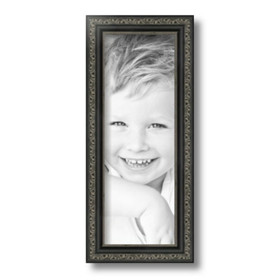 ArtToFrames 5" x 14" Antique Black Picture Frame, 5x14 inch Black Wood Poster Frame (WOM-5106)