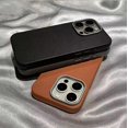 thumbnail image 3 of Luxury Matte Leather Phone Case For iPhone 16 15 14 Plus 13 12 11 Pro Max XS Max XR Lens Protection Shockproof Silicone Cover Brown For iphone 13Pro, 3 of 5