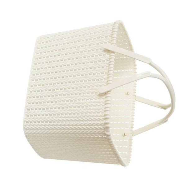 Canasta de Ratán de Imitación, Canasta Tejida de Ratán de Imitación Beige para Casa Para Al Aire Libre
