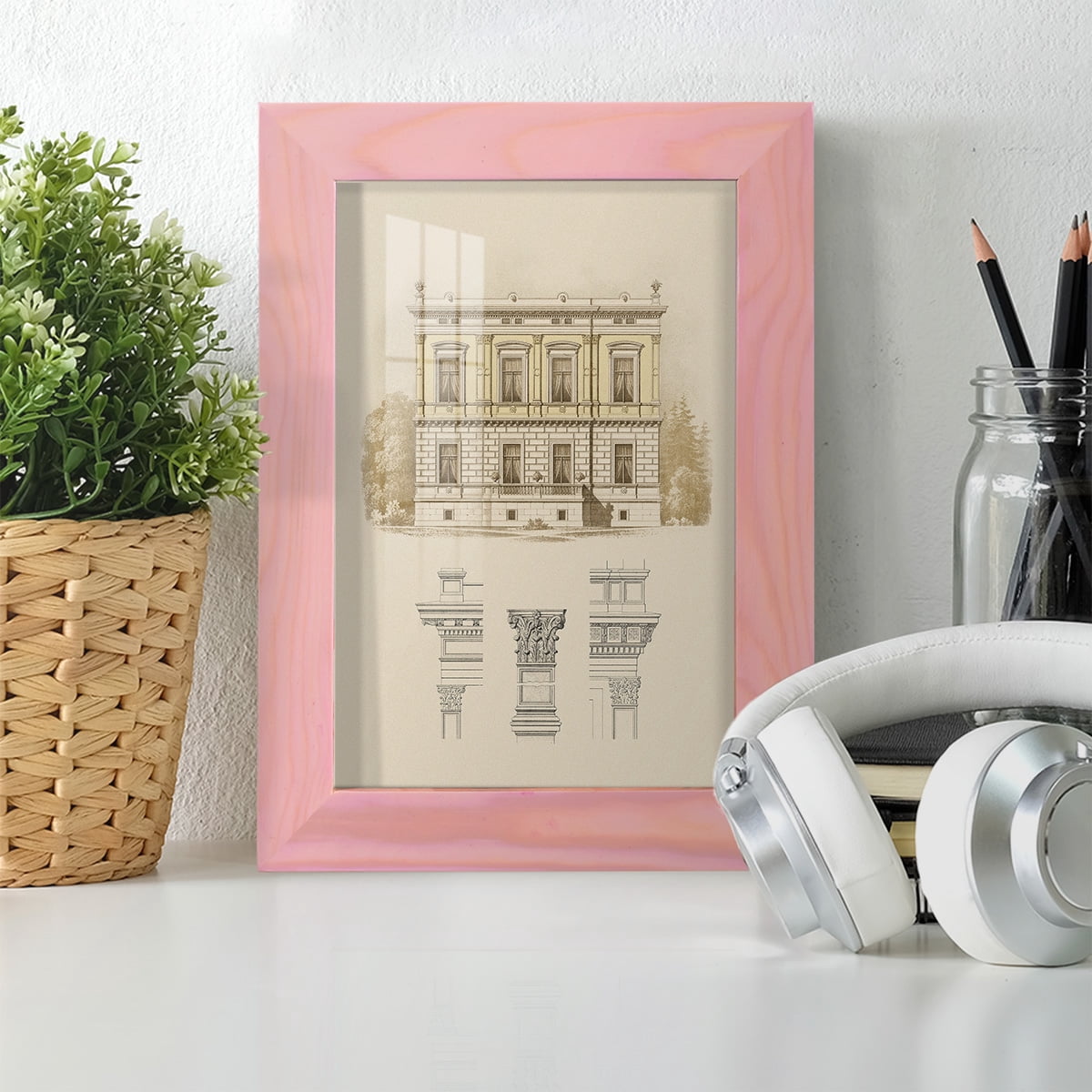 Estate & Plan IV -Framed Print w/glass-Sunset Pink