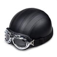 thumbnail image 1 of Retro Motorcycle Leather Half Helmet With Goggles, 1 of 1