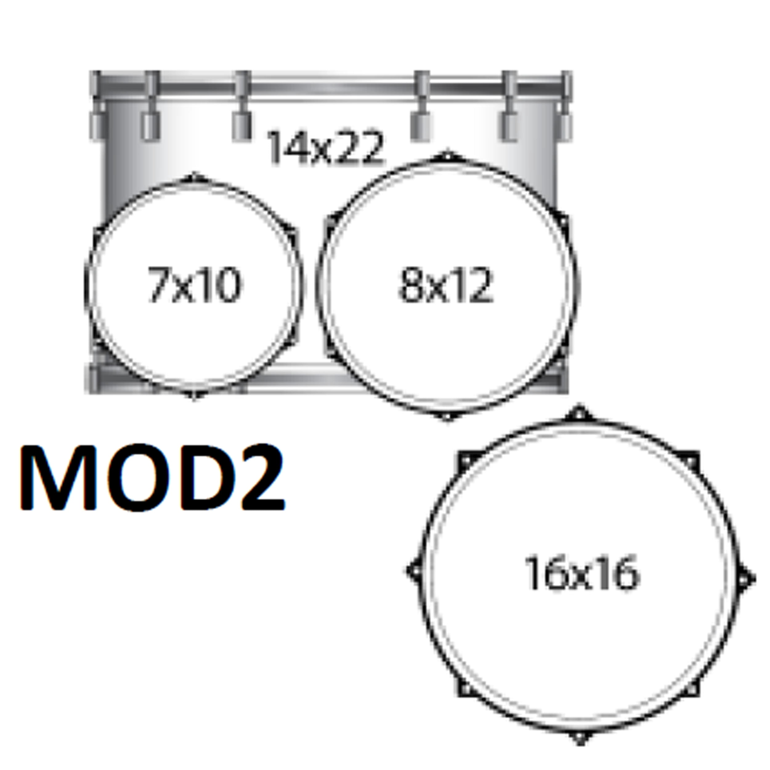 Ludwig NeuSonic 4-Piece Mod 2 Shell Pack With 22" Bass Drum Silver Silk