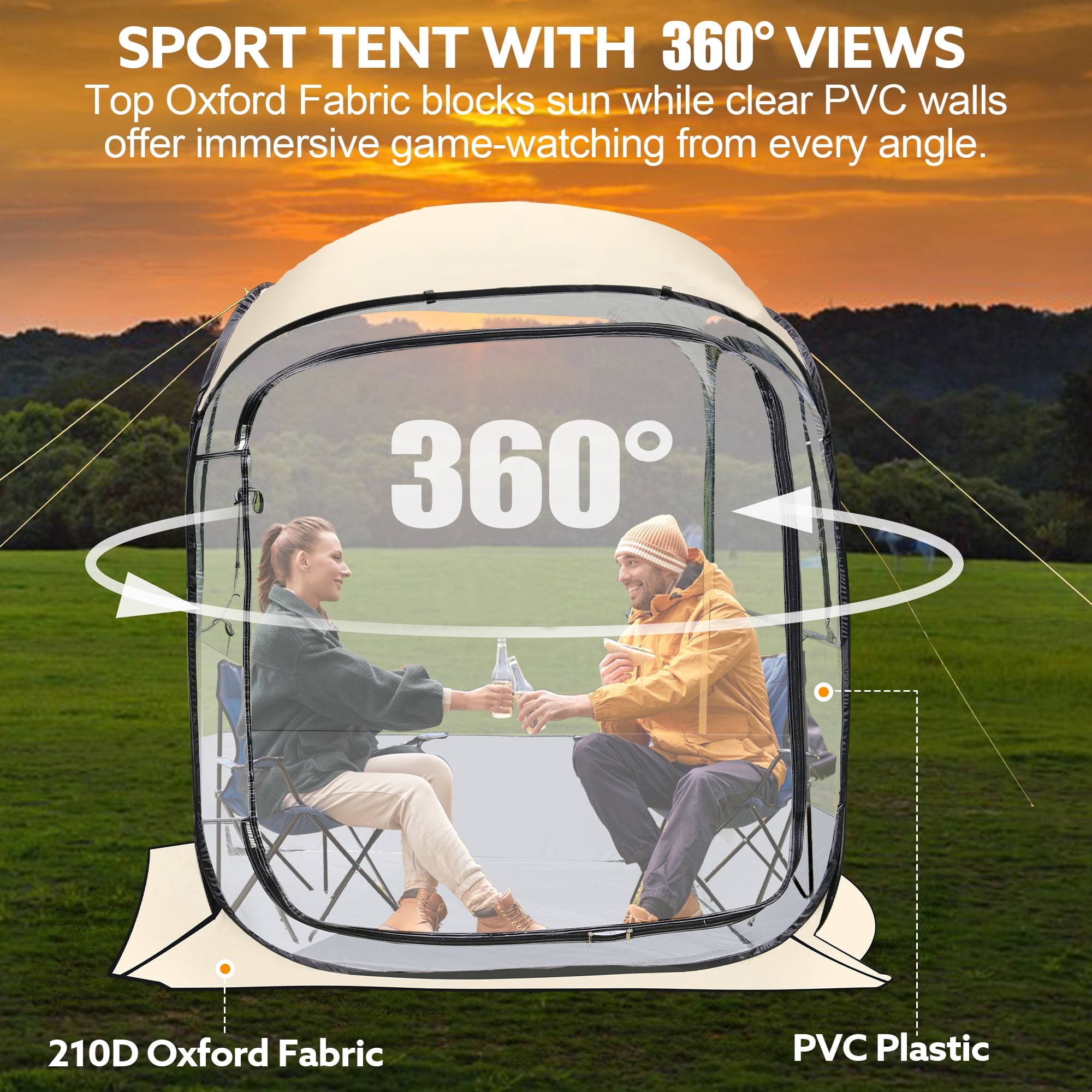 51 × 51 × 67 inch all-weather pop-up tent, instant bubble tent for 2-3 people, rain proof camping sunshade with ventilation windows, spacious indoor space for cold and wind resistance, suitable for s