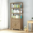 thumbnail image 5 of Homhougo Bookshelf, 71" 6-Tier Bookcase with Doors & Drawer, Adjustable Shelves, Farmhouse Storage Cabinet for Home Office, Living Room, Bedroom, 5 of 8